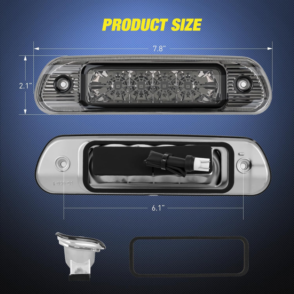 Third Brake Light for Jeep Cherokee 1999 2000 2001 2002 2003 2004 | for Jeep Cherokee 1999 2000 2001 2002 2003 2004, High Mount 3rd Stop LED Car Rear Cab Center Lamp Replacement, Smoked Lens