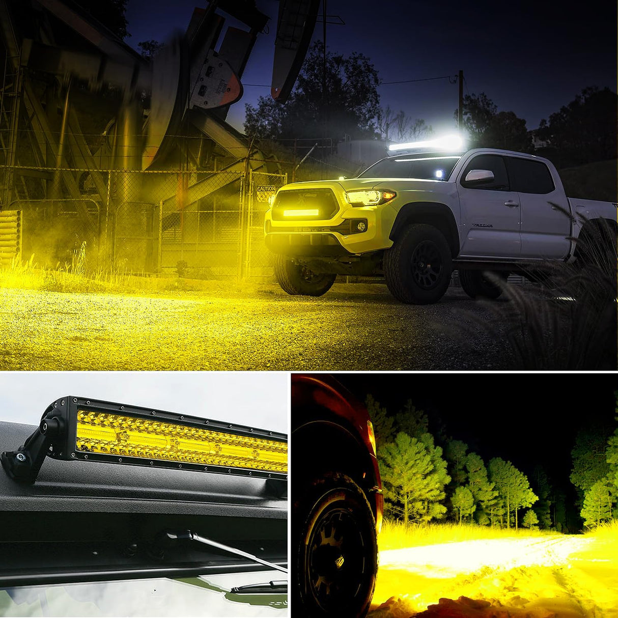 42 Inch LED Light Bar 320 LED Chips Yellow Beam Curved Triple Row Fog Light Spot Flood Combo High Power LED Driving Lights Off Road Lights for Trucks SUV UTV ATV Truck Van 4x4 Boat