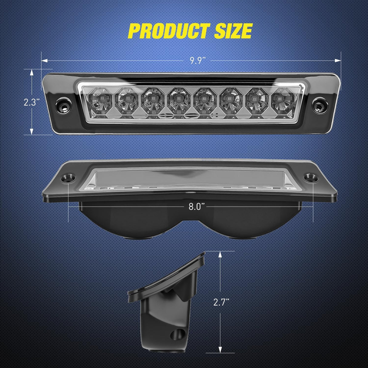 Third Brake Light for Ford Mustang Hatchback 1987-1993 with Spoiler | for Ford Mustang LX Hatchback 1987 1988 1989 1990 1991 1992 1993 with Spoiler Version, High Mount 3rd Stop LED Lamp, Smoked
