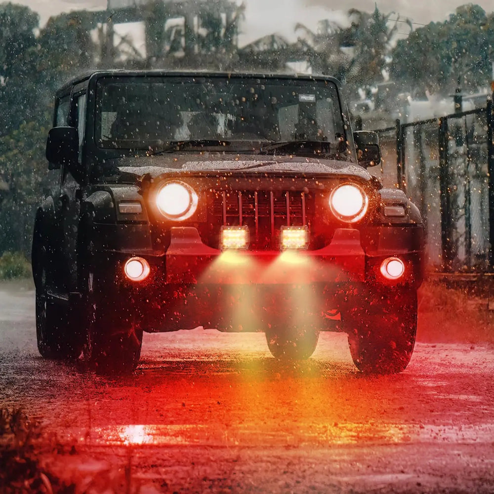 LED Light Bar 4" 60W 171LM Triple Row Spot Flood Red Led Pods (Pair)