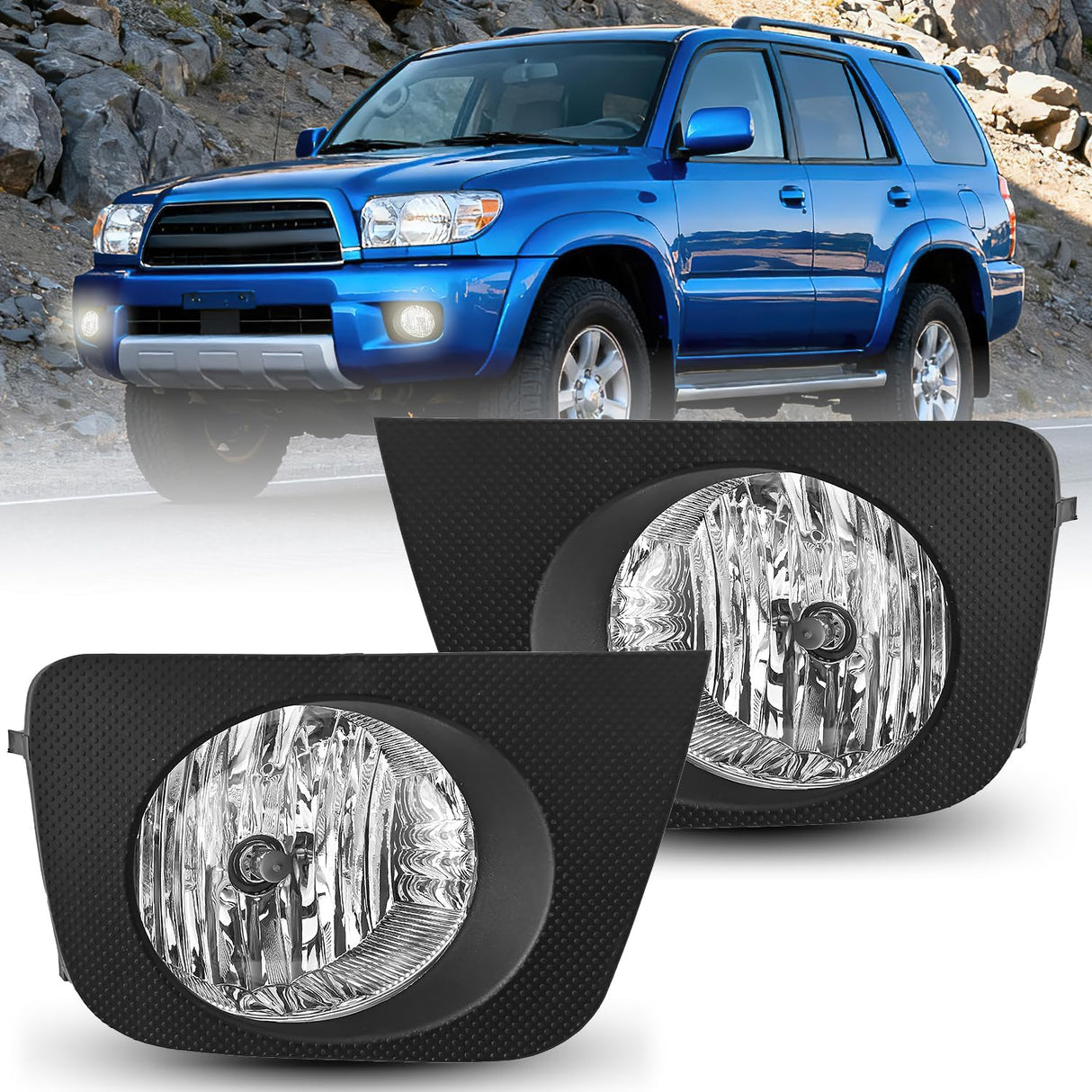 Fog Lights Assembly Compatible with 2006 2007 2008 2009 Toyota 4runner Left Driver and Right Passenger Side Clear Lens w/9006 12V 51W Bulbs