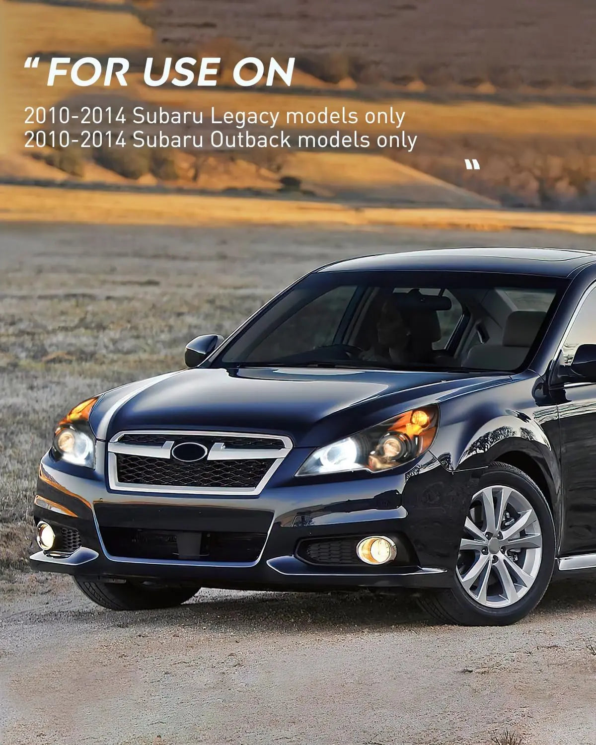 2010-2014 Subaru Legacy/Outback Headlight Assembly Black Housing Amber Reflector Nilight