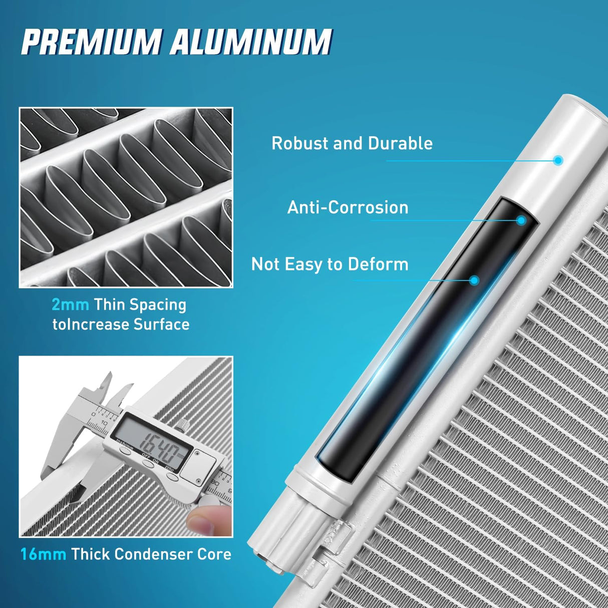 AC Condenser Compatible with Honda Accord L4 2.4L V6 3.5L 2013 2014 2015 2016 2017 Air Conditioning A/C Condenser with Receiver Drier Replace# 4165, 940466, HO3030159, CN4165PFC, 80110-T2F-A01