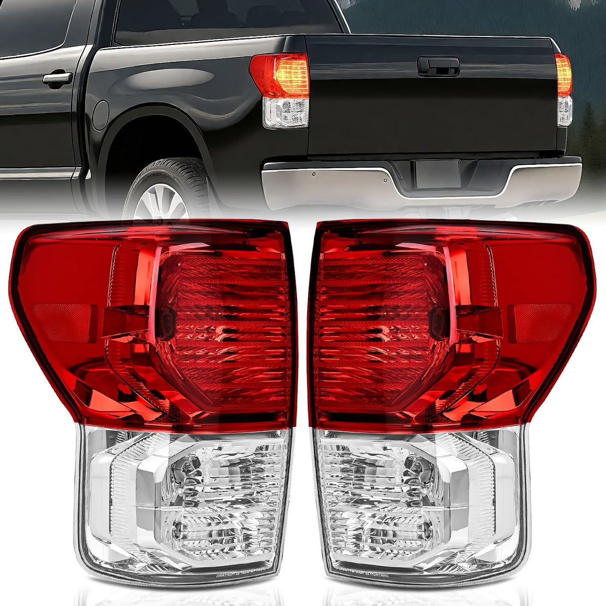 Taillight Assembly Compatible with 2007 2008 2009 2010 2011 2012 2013 Toyota Tundra Rear Tail Light Lamp Replacement OE Style Driver and Passenger Side