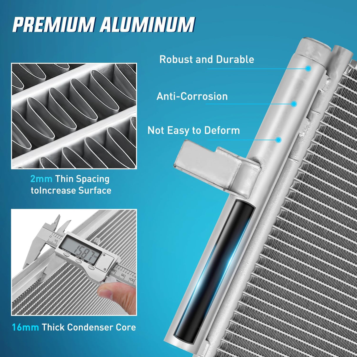 AC Condenser Compatible with Ford Edge V6 3.5L 3.7L 2011-2014, Lincoln MKX 2011-2015 Air Conditioning A/C Condenser with Receiver Drier Replace# 3894, ACA84587, BT4Z19708B, HVA00209, FO3030231