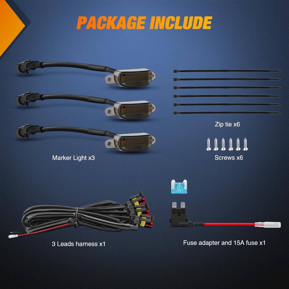 2004-2019 Ford F150 Raptor 2013-2018 Dodge Ram 1500 4LED Amber Front Grille Marker Lights Nilight