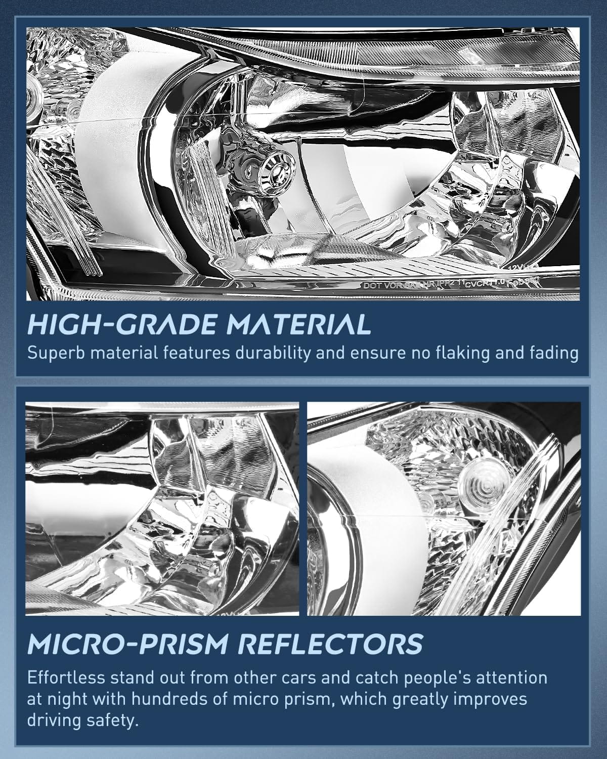 2011-2015 Chevy Cruze 2016 Cruze Limited Headlight Assembly Chrome Housing Clear Reflector Nilight