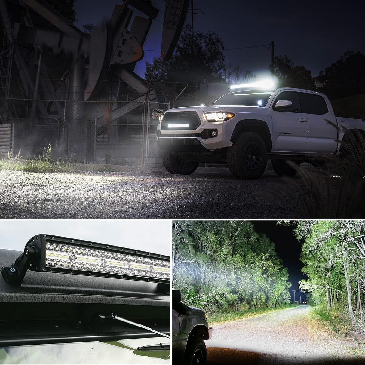 42Inch LED Light Bar 2Pcs 4Inch 60W Spot Flood Lights Pods Off Road DrivingWork Lighting with 14AWG Wiring Harness Kit-3 Leads for Truck Tractor Pickup Boat SUV ATV UTV Car Van Camper