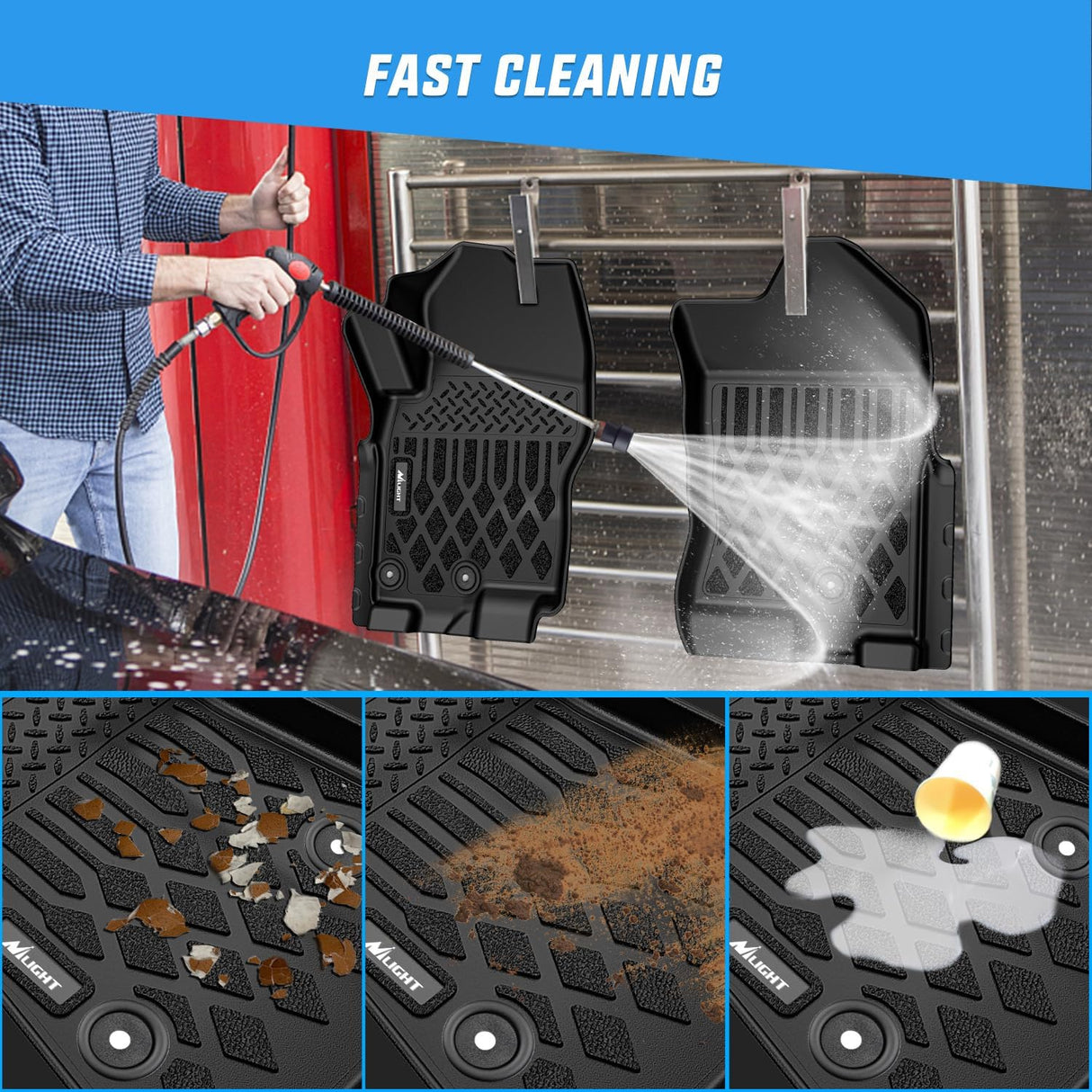 TPE Floor Mats for Nissan Frontier King Cab 2009 2010 2011 2012 2013 2014 2015 2016 2017 2018 2019 2020 2021 All Weather Custom Fit Heavy Duty Floor Liners
