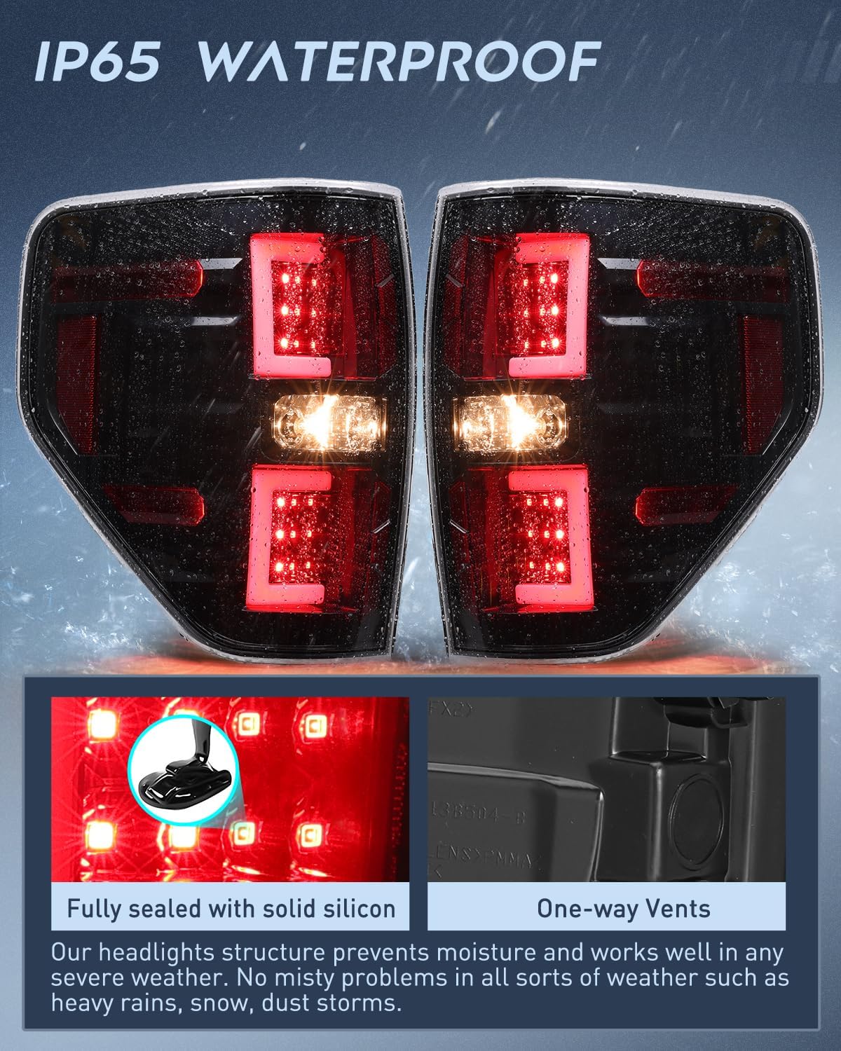 Taillight Assembly Compatible with 2009 2010 2011 2012 2013 2014 Ford F150 Incandescent Type Styleside Upgrade LED Tube tail lights; Rear Brake Lamps
