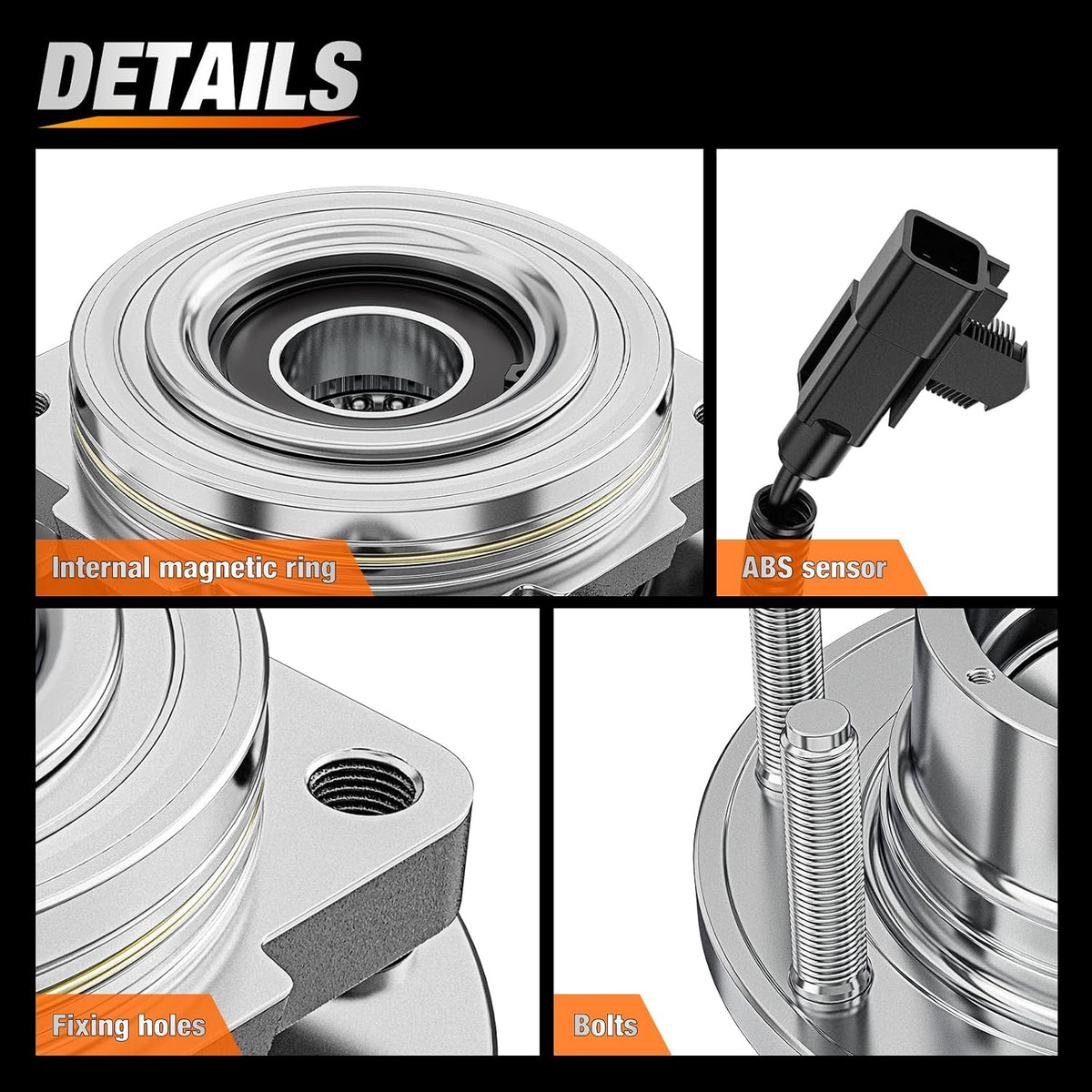 Front Wheel Bearing and Hub Assembly for Ford F-250 F-350 Super Duty 2011 2012 2013 2014 2015 2016, 4WD SRW (Not for DRW), 515130-2Pack