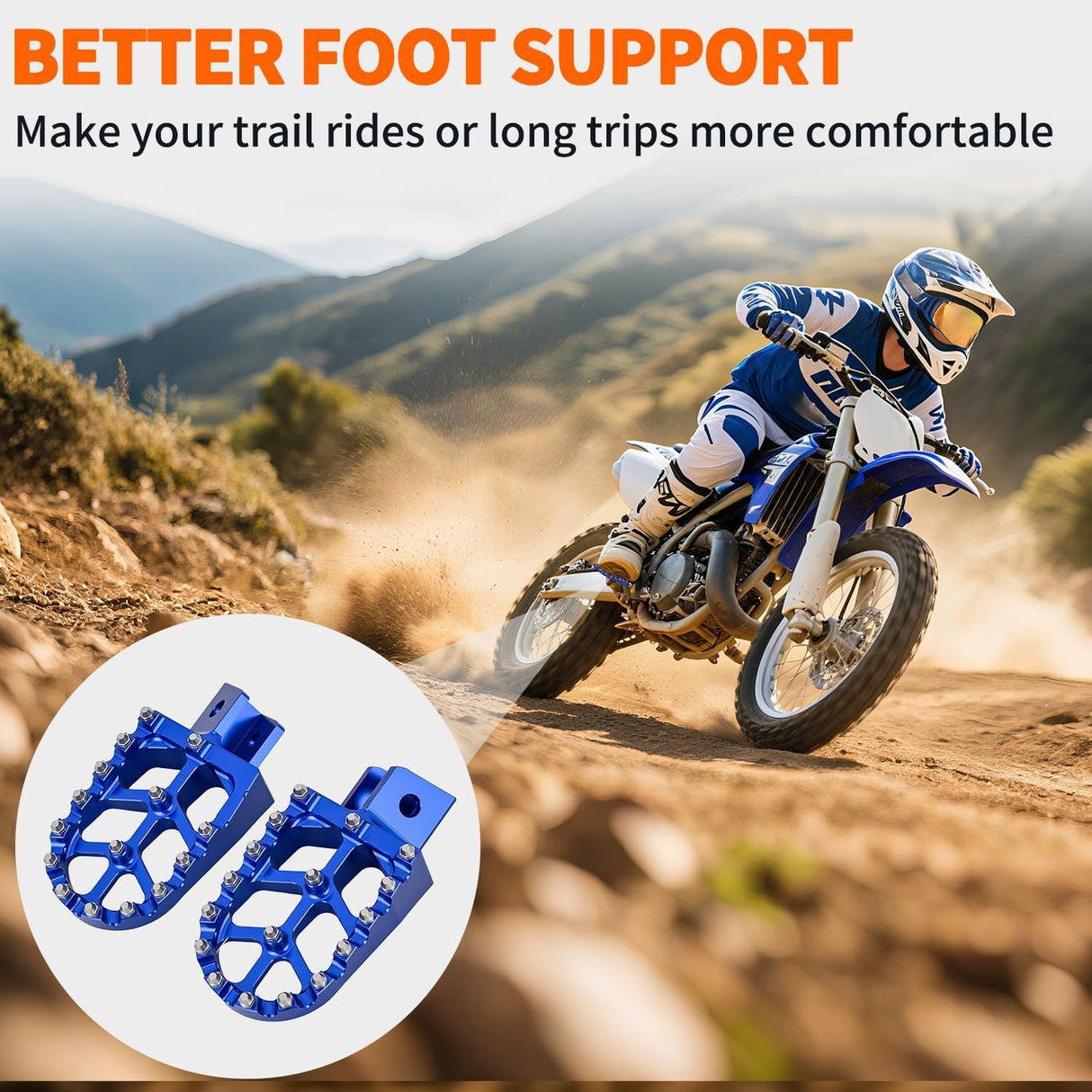 Motorcycle Foot Pegs Dirt Bike Footpegs Fit for Yamaha PW50 1981-2021 PW80 1983-2006 Y-ZINGER 1985-2001 TW200 1987-2021 CNC Foot Pegs for Motorcycles Heavy Duty Foot Rests Peg Pedal, Blue