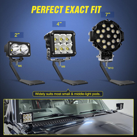 Ditch Light Hood Hinges Mounts For 1999-2006 Chevrolet Silverado Tahoe Suburban GMC Sierra Yukon Nilight