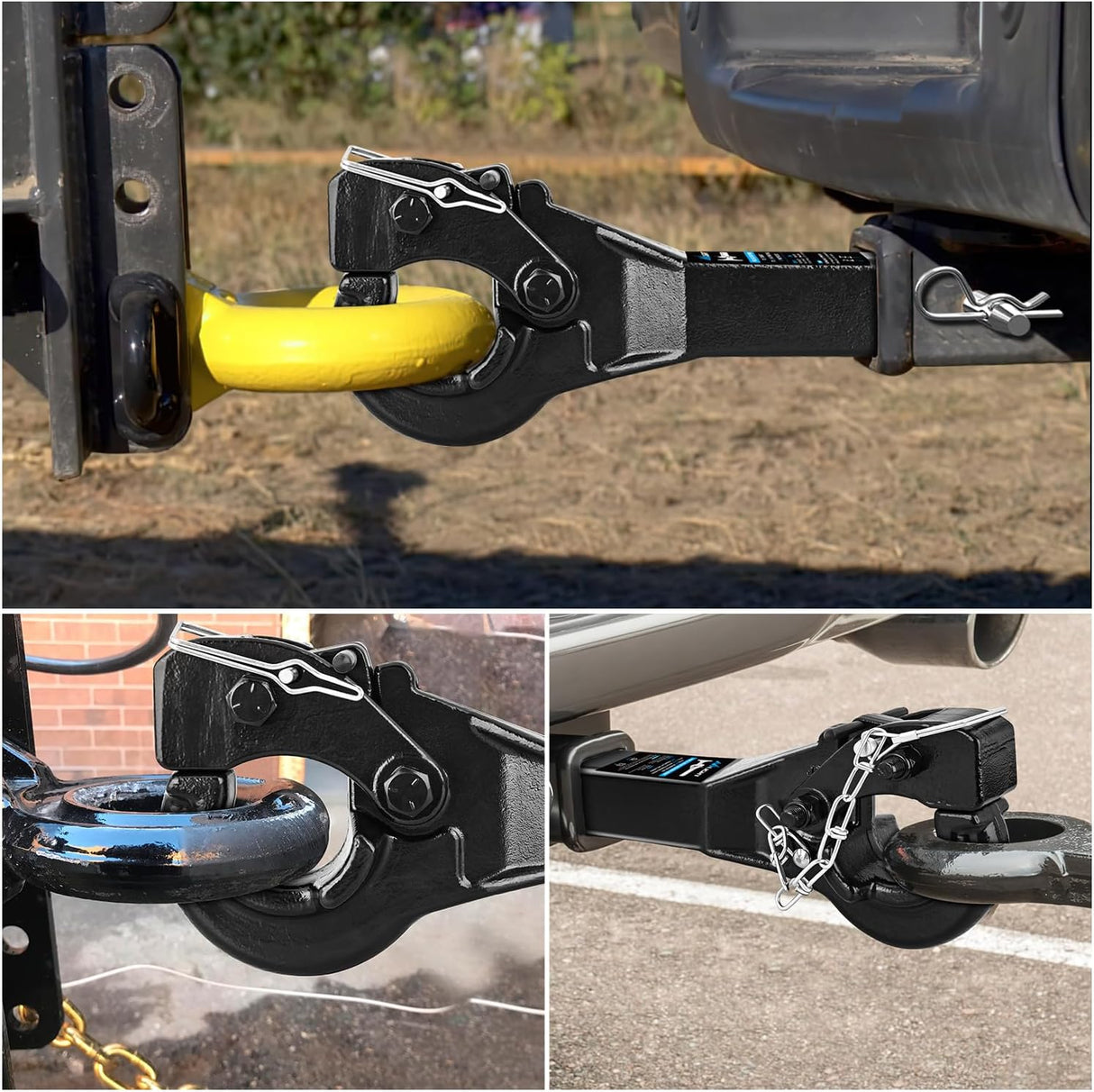 Trailer Hitch 10-TON Pintle Hitch for 2-Inch Receiver Hook Military Receiver 20000LBS,Fits 2-1/2 in Lunette Ring, Gloss Black Powder Coat