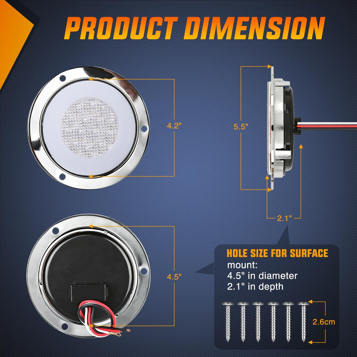 Trailer Tail Lights 2PCS 4Inch Round 32LED White Halo Chrome | Plated Frame Grommet IP67 Waterproof Marker Clearance Stop Brake Turn Running Taillights for Trailer Truck Pickup Camper RV
