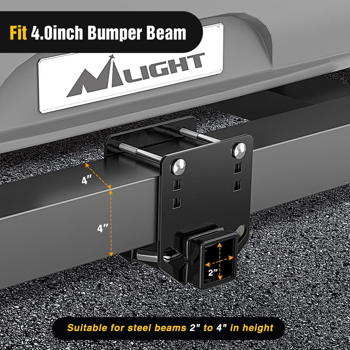 RV Bumper Hitch Receiver, Height Adjustable Trailer Hitch Adapter, 2 Inch Receiver for RV Bumper, Heavy Duty Steel RV Hitch for Cargo Carrier Bike Rack Trailer Towing Ball Mounts