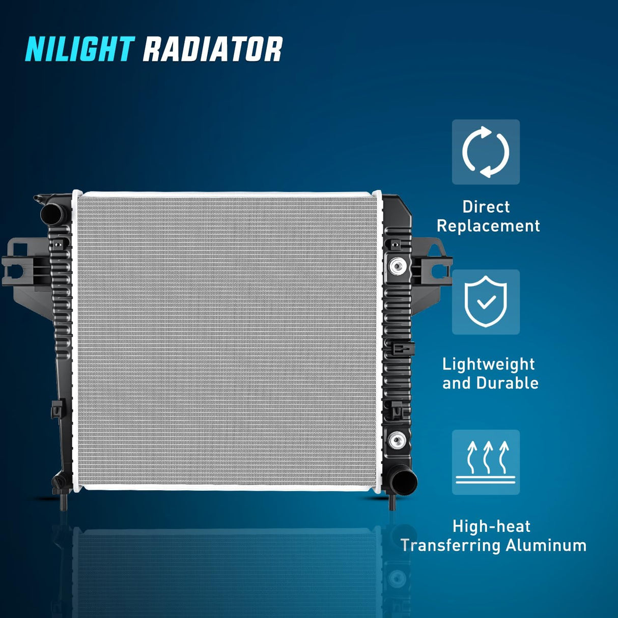 Radiator for Jeep Liberty 3.7L 2002 2003 2004 2005 2006, Engine Coolant Radiator with Oil Cooler, Automatic Transmission, Replace# 52080120AB, CU2481, 2481
