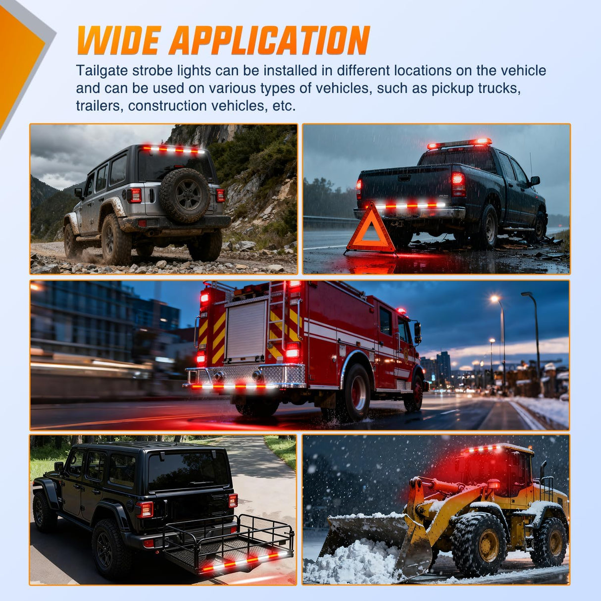 49 Inch Emergency Strobe Light Strips with Controller, 288LED Flashing Warning Hazard Safety Rear Window Tailgate Lights for Truck Trailer Construction Plow Pickup Tow SUV Vehicles, Red White