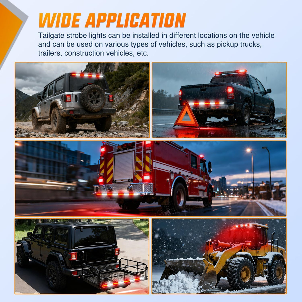 60 Inch Emergency Strobe Light Strips with Controller Red White | 384LED Flashing Warning Hazard Safety for Rear Window Tailgate on Truck Trailer Construction Plow Pickup Tow SUV Vehicles