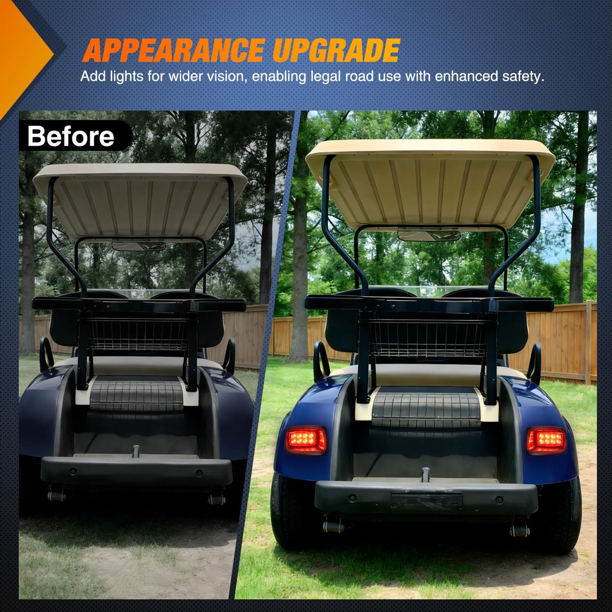 Golf Cart LED Taillights 2PCS 12V Stop Brake Turn Signals EZGO TXT | High Brightness Waterproof Plug and Play Design Running Light Upgrade Easy Installation for 1996-2013 EZGO TXT Electric Carts