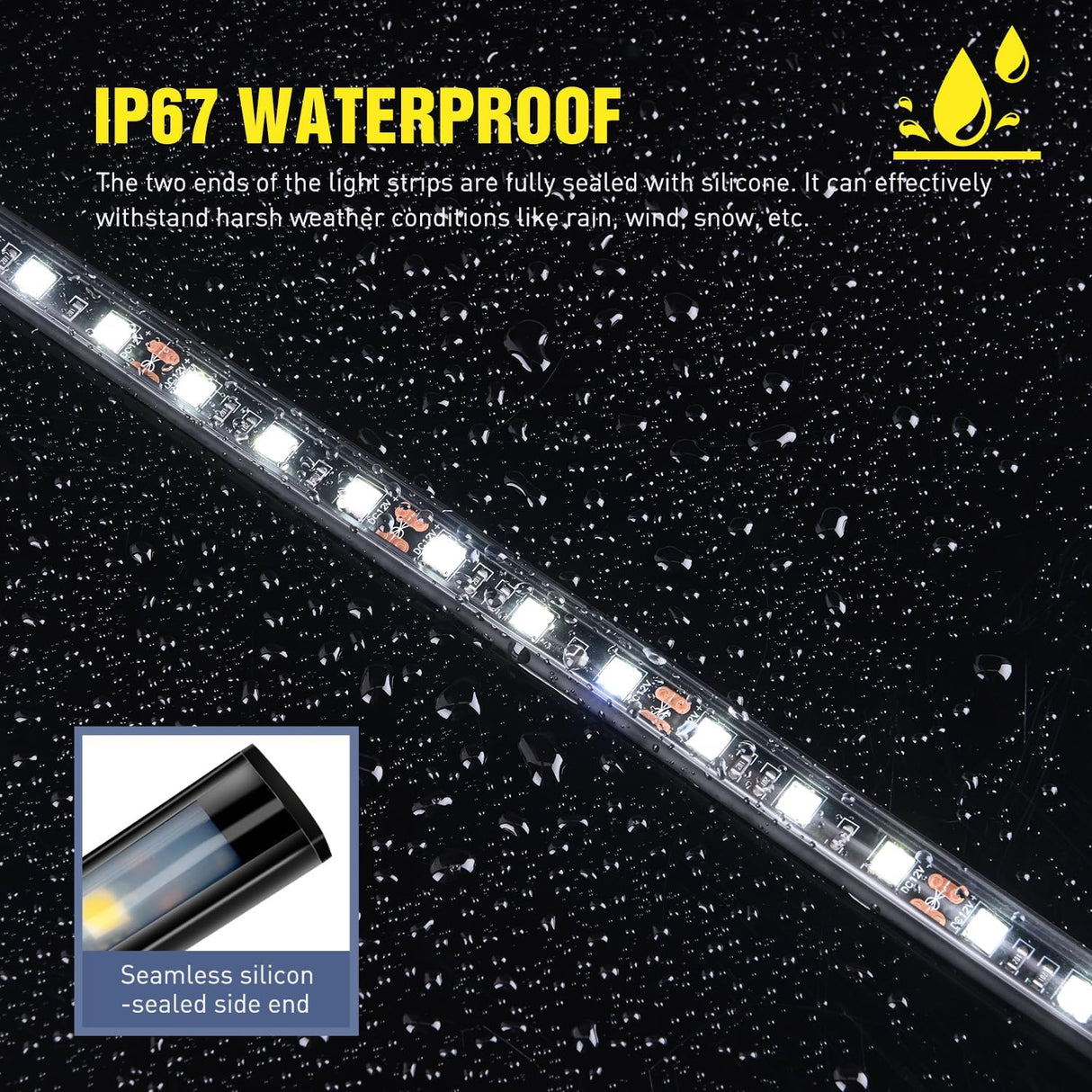 2pcs Under Hood Light Strip 42LED Waterproof Underhood Work Light with On/Off Switch Blade Fuse Engine Bay Repair Light White 12V for Car Truck SUV