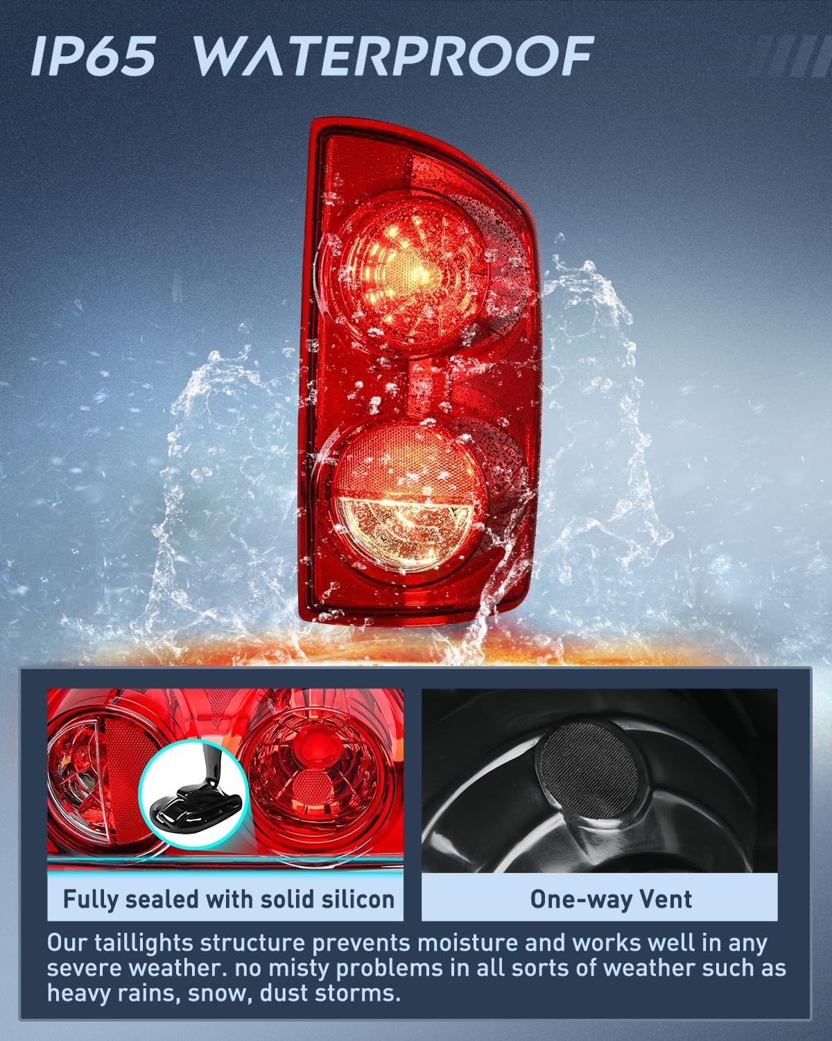 Taillight Assembly Compatible with 2007 2008 Dodge Ram 1500 2007 2008 2009 Dodge Ram 2500 3500 Rear Lamp Replacement OE Style Passenger Side Red Lens