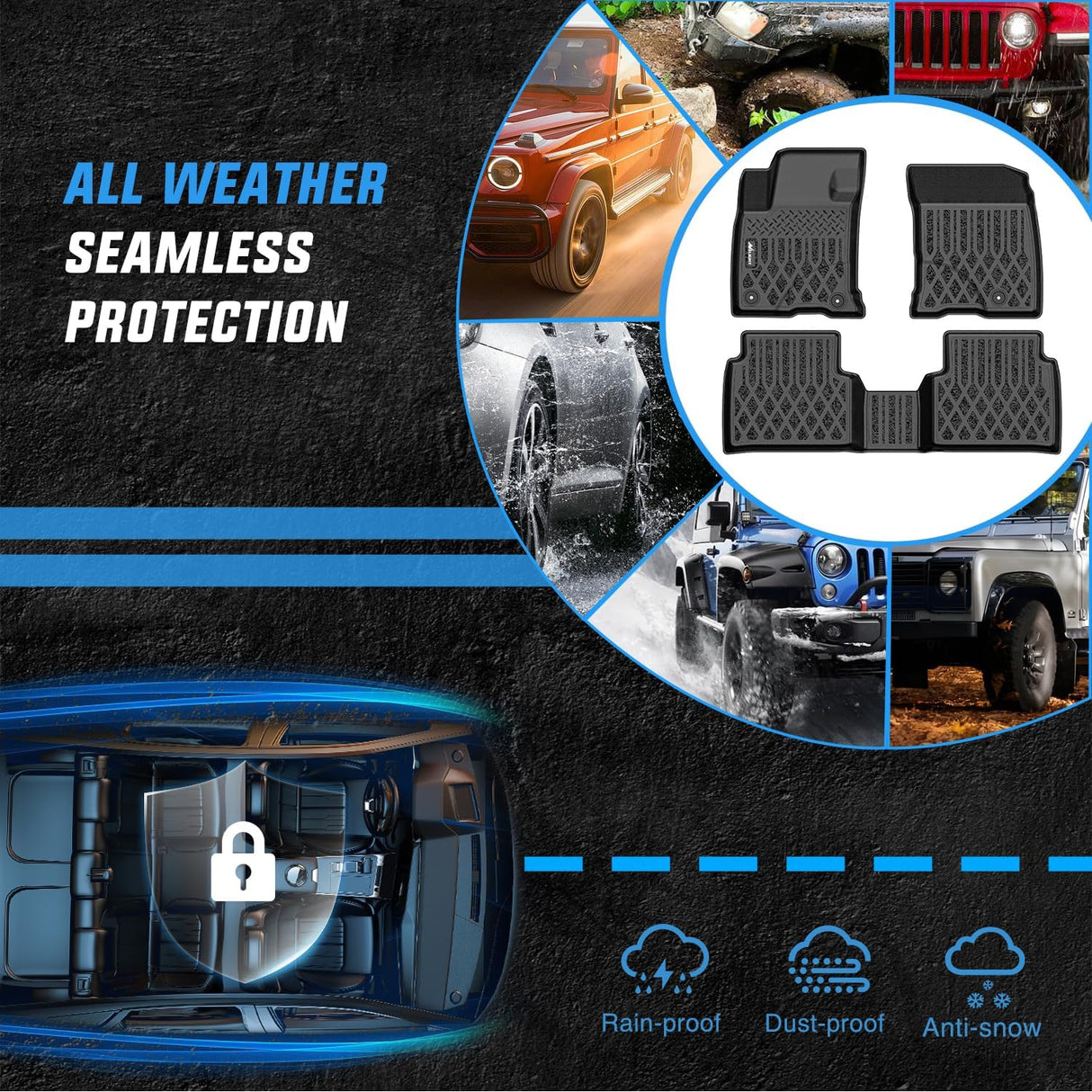 TPE Floor Mats for Lincoln Corsair (Gas Model) 2020 2021 2022 2023 2024 2025 All Weather Custom Fit Heavy Duty Floor Liners