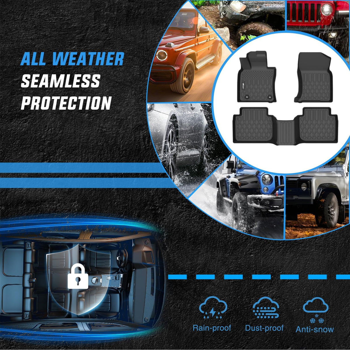 TPE Floor Mats for Toyota Camry AWD Only 2020 2021 2022 2023 2024, All Weather Custom Fit Heavy Duty Floor Liners