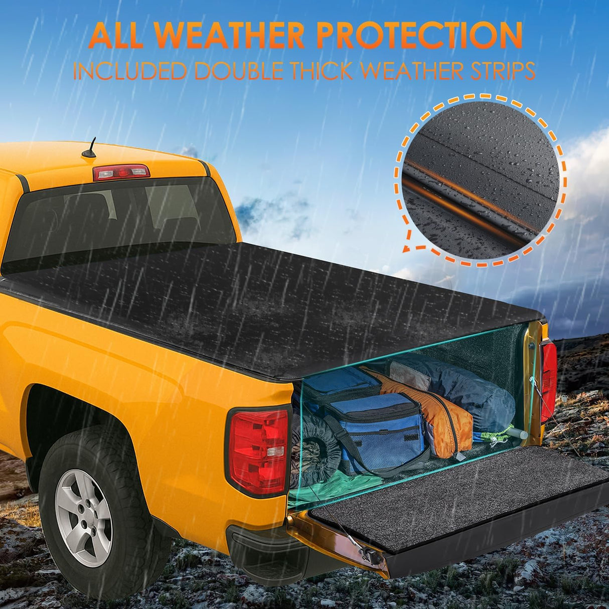 Soft Roll-Up Tonneau Cover Compatible with Chevy Silverado/GMC Sierra 1500 2007 2008 2009 2010 2011 2012 2013–6.5ft Truck Bed Cover