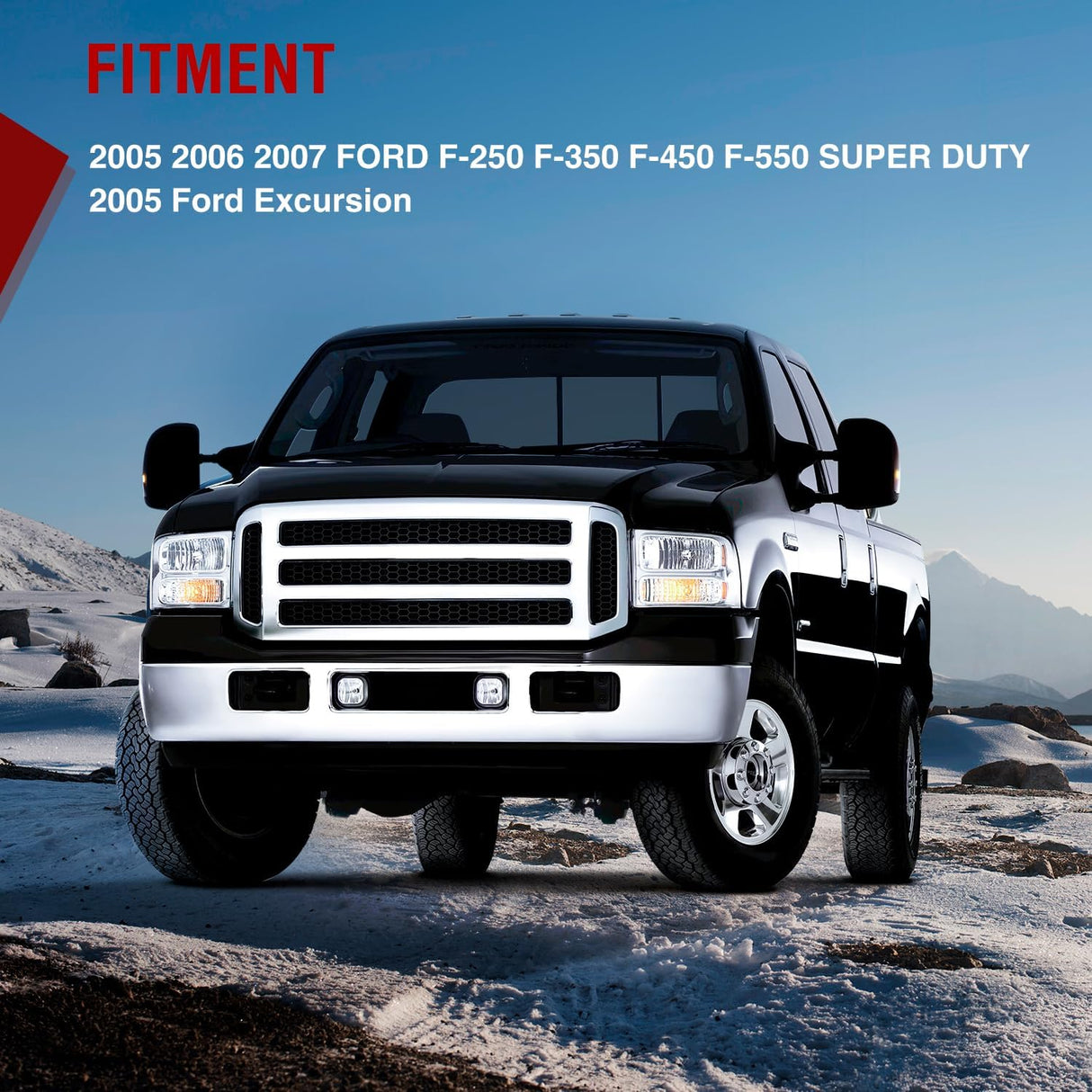 LED Fog Light Assembly Compatible with 2005 2006 2007 F250 F350 F450 F550 Super Duty 2005 Ford Excursion with Daytime Running Lights Driving Lamp Pair Plug and Play Driver and Passenger Side