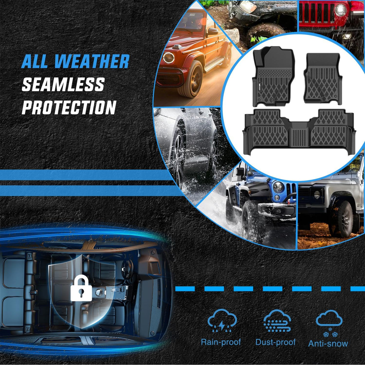 TPE Floor Mats for Nissan Frontier Crew Cab 2022 2023 2024 2025 2026 All Weather Custom Fit Heavy Duty Floor Liners