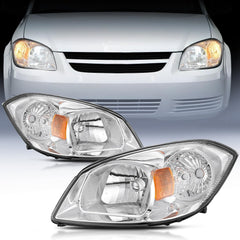 2005-2010 Chevy Cobalt 2005-2009 Pontiac Headlight Assembly Chrome Housing Amber Reflector Lens