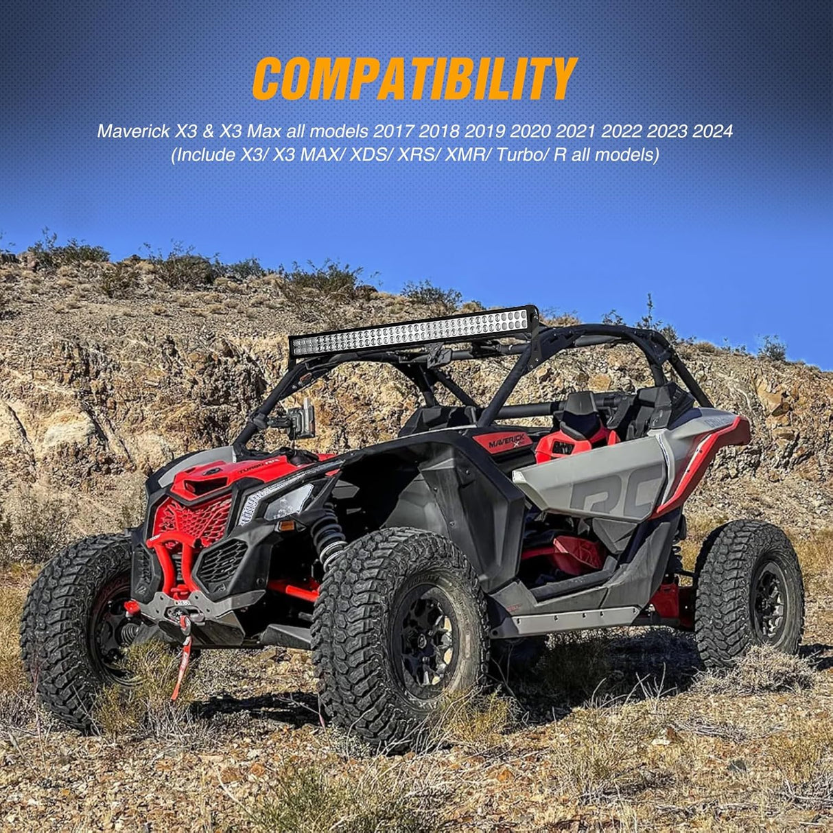 Light Bar Mounting Brackets for 50 Inch Straight Lights UTV Roof Upper Windshield Compatible with Can-am Maverick X3 MAX DS RS MR Turbo R 2017 2018 2019 2020 2021 2022 2023 2024