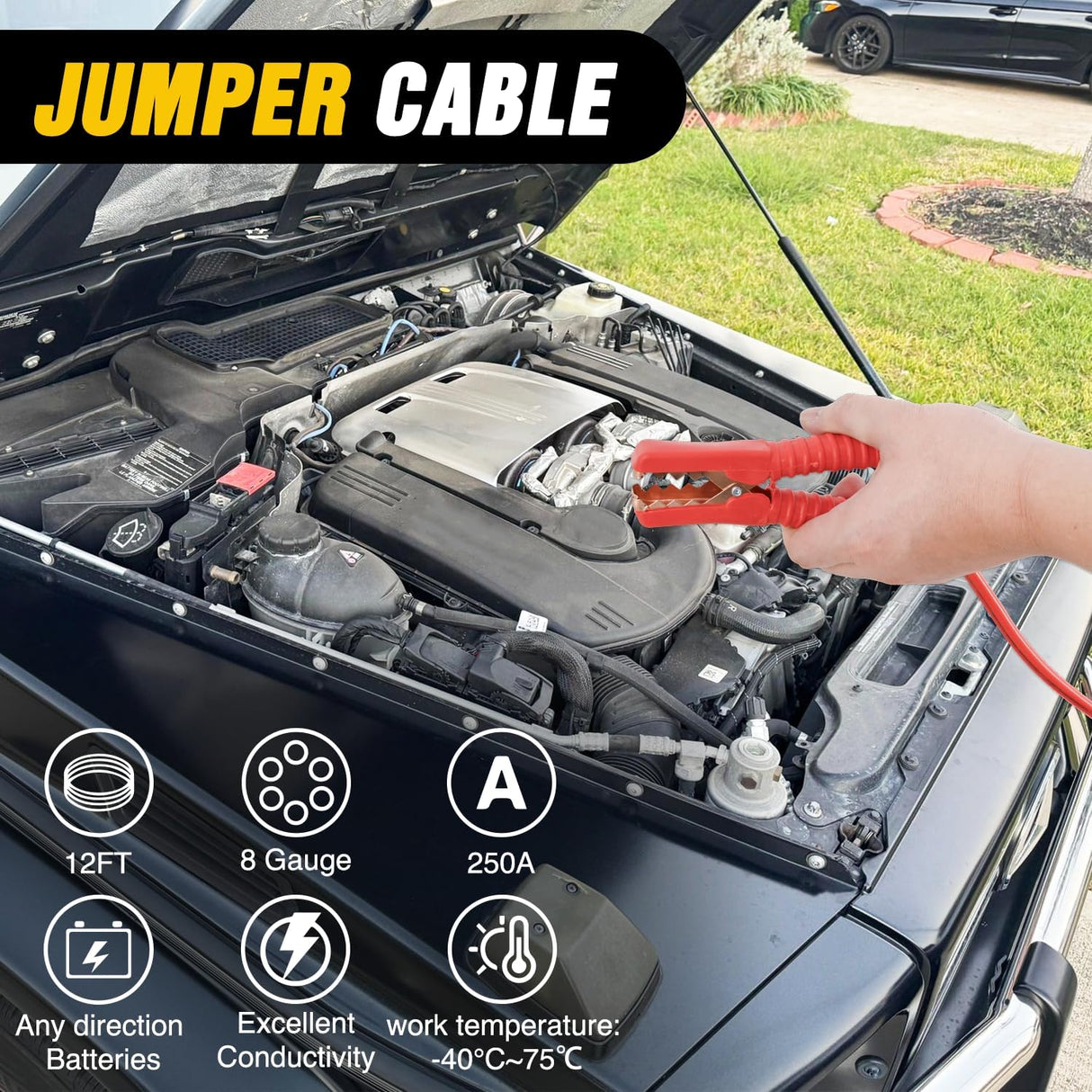 Car Emergency Kit with Jumper Cable Air Compressor Tire Repair Essential Tools First Aid Alligator Connector Electrical Kit for Travel Camping Outdoor Cars Truck SUV RV