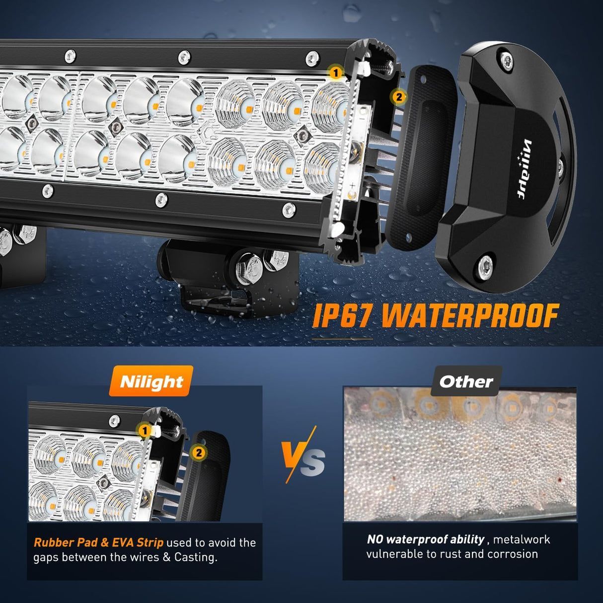 LED Light Bar 12 Inch 72W Spot Flood Combo Amber Beam Off Road Lamp Fishing Hunting Emergency Deck Work Lighting for Trucks UTV Pick-up Van Boat Tractor
