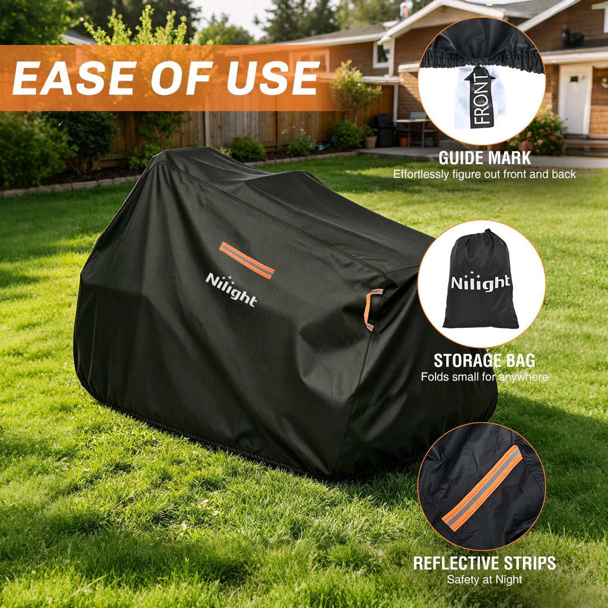 Riding Lawn Mower Cover 76 Inch, Waterproof Lawn Mower Cover | Fits Mowers up to 76 InchL x 48 InchW x 47 InchH, 420D Heavy Duty Fabric, All-weather & UV Protection
