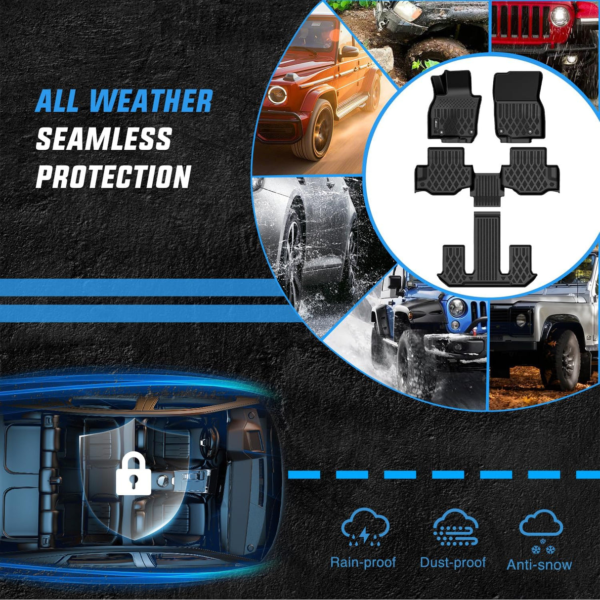 TPE Floor Mats for Mazda CX-90 & CX90 PHEV 7 Seats 2024 2025 2026 All Weather Custom Fit Heavy Duty Floor Liners