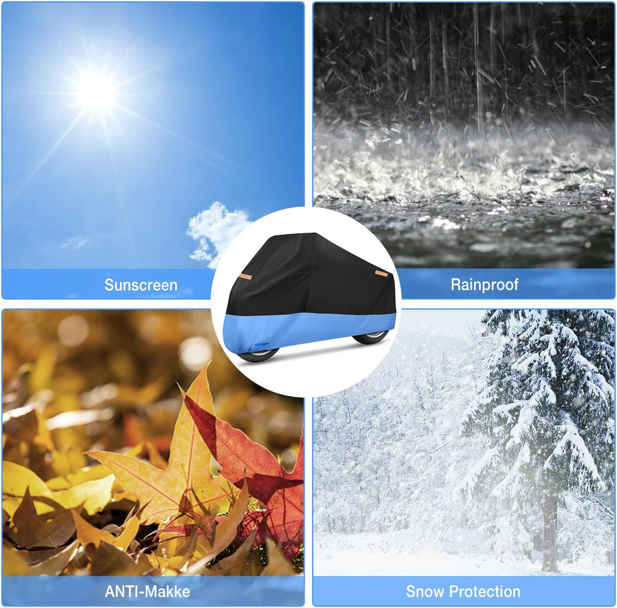 Motorcycle Cover with Lock-Hole Storage Bag & Protective Reflective Strip Fits up to 108 Inch Nilight