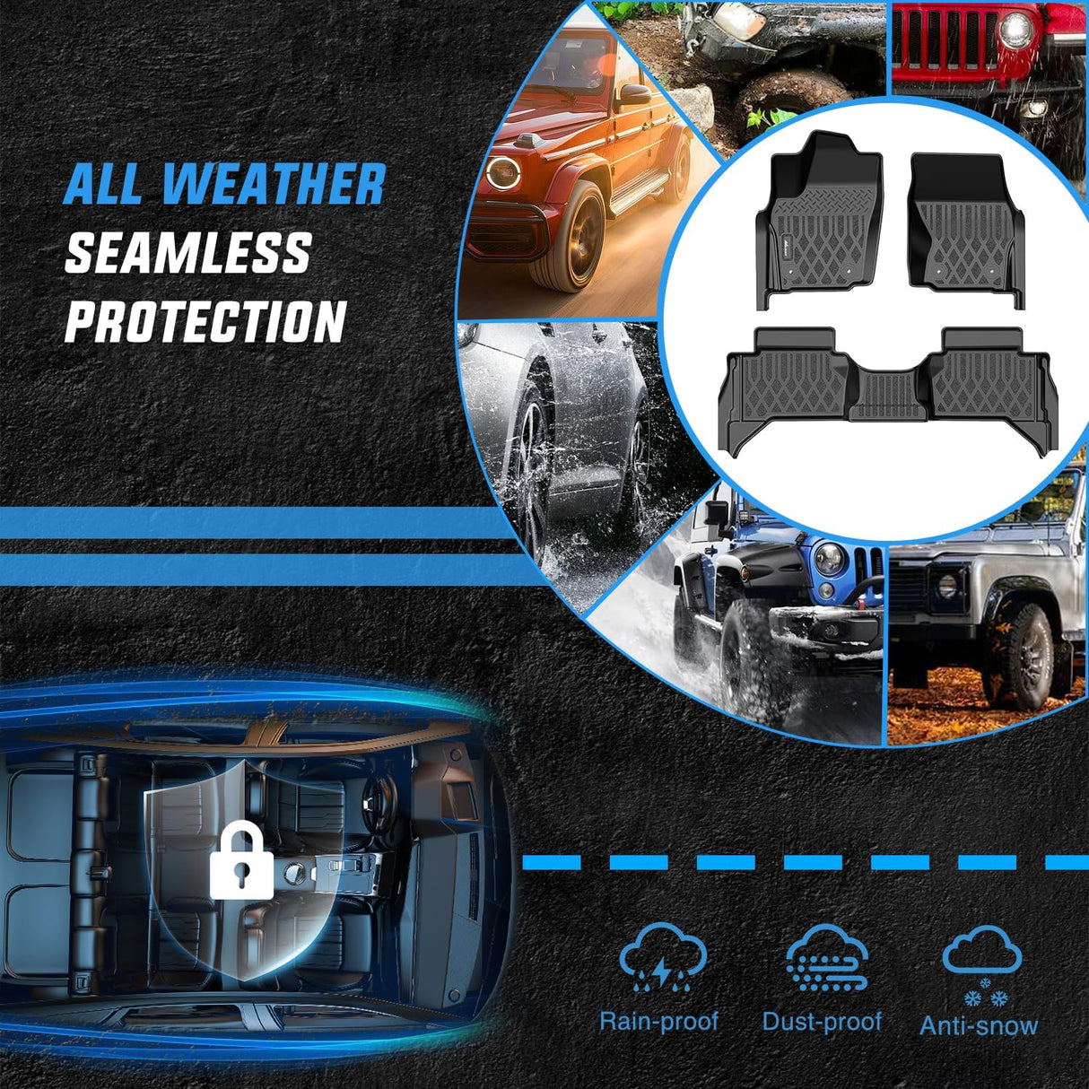 TPE Floor Mats for Toyota Tacoma 2024 2025 2026 Double Cab (Not for Hybrid) All Weather Custom Fit Heavy Duty Floor Liners