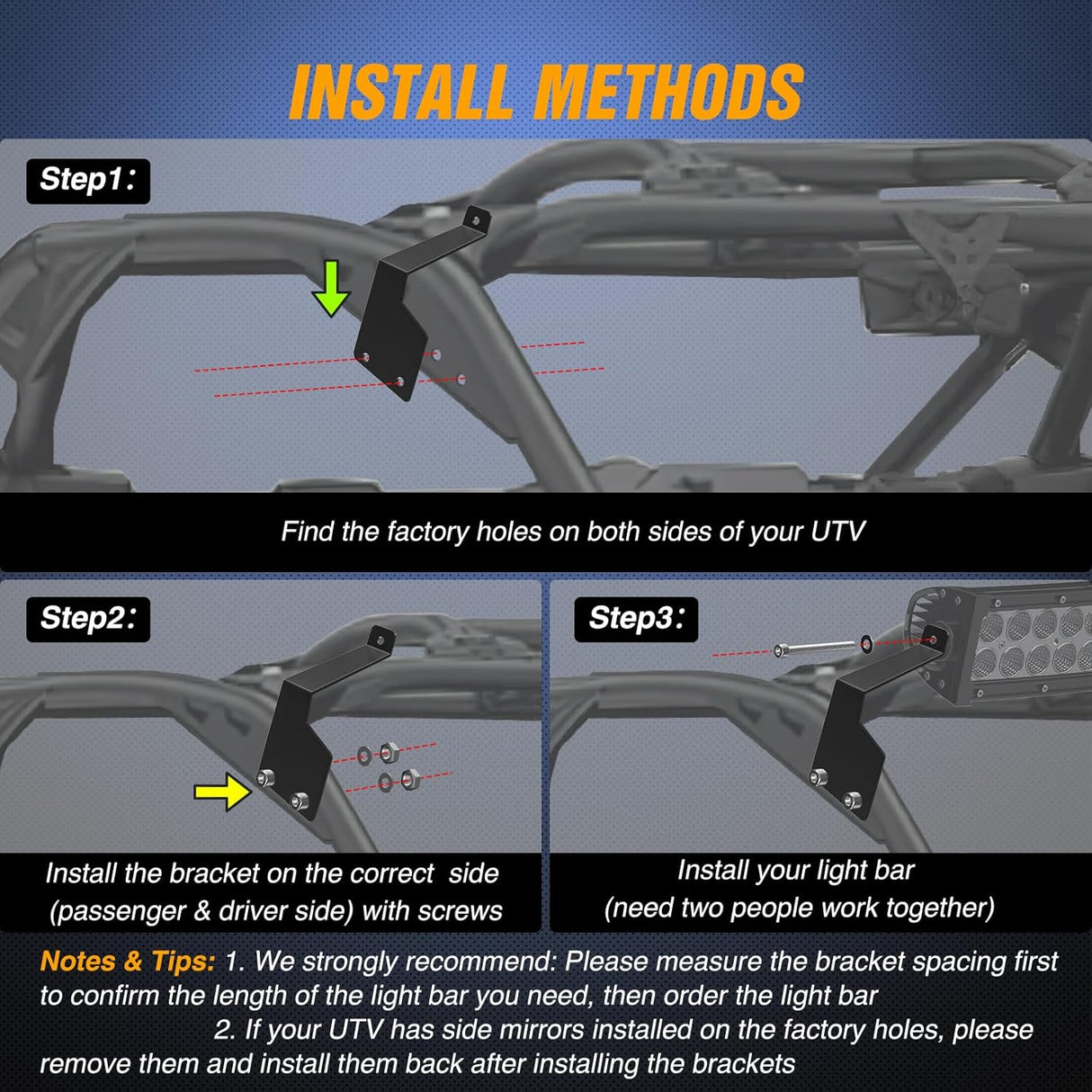 Light Bar Mounting Brackets for 42 Inch LED Straight Curved Lights UTV Roof Upper Windshield Compatible with Can-am Maverick X3 MAX DS RS MR Turbo R 2017 2018 2019 2020 2021 2022 2023 2024