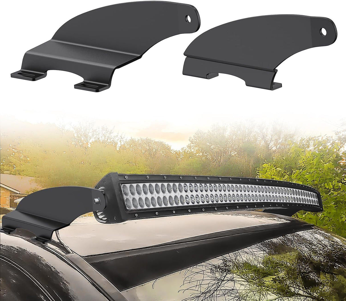 52 inch Curved LED Light Bar Bracket Mounting Upper Windshield Roof Cab Brackets for Dodge RAM 1500 4th Gen 2009-2018, 1500 Classic 2019-2024 and RAM 2500 3500 2010-2018
