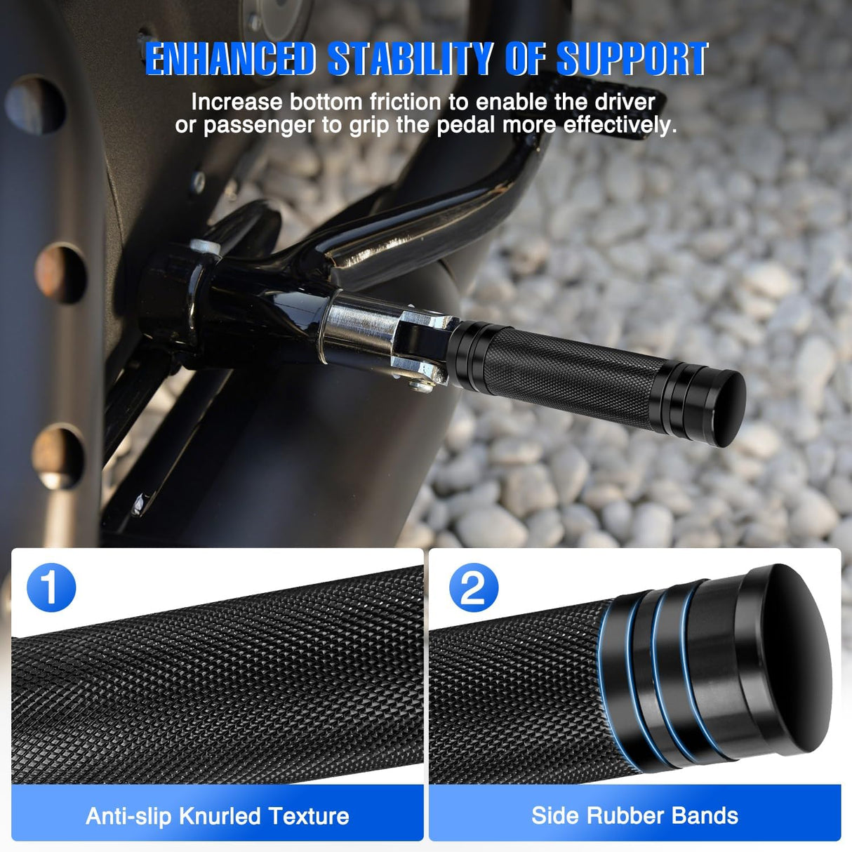 Motorcycle Foot Pegs Fit for Harley Dyna Sportster Forty Eight Road King Motorcycle Passenger Pedals Footpegs CNC Aluminum Billet Pedal Dirt Bike Footpegs Skidding Foot Rests Pegs, Black