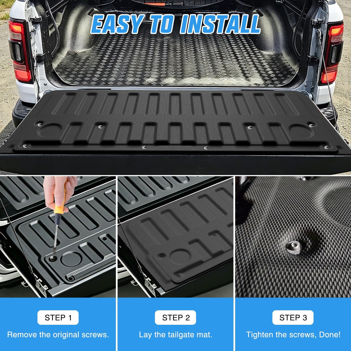 Tailgate Mat for Ram 1500 2019-2026 Standard Power Release Tailgate (Not Fit Classic Multifunction Full Power) All Weather TPE Anti Slip Truck Tailgate Protector Liner