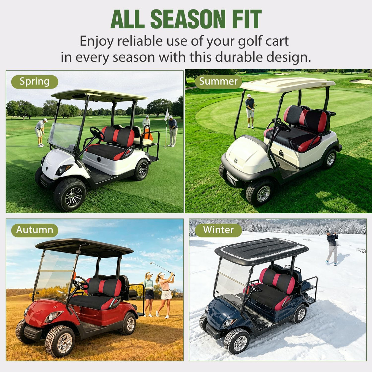 Golf Cart Front Seat Cover 1PC Red Black Yamaha Drive G29 Drive2 | Breathable Sun Scratch Resistant Washable No Staple Fits 2007-2016 Yamaha G29 2017-2026 Drive2 2004-2019 Club Car Precedent