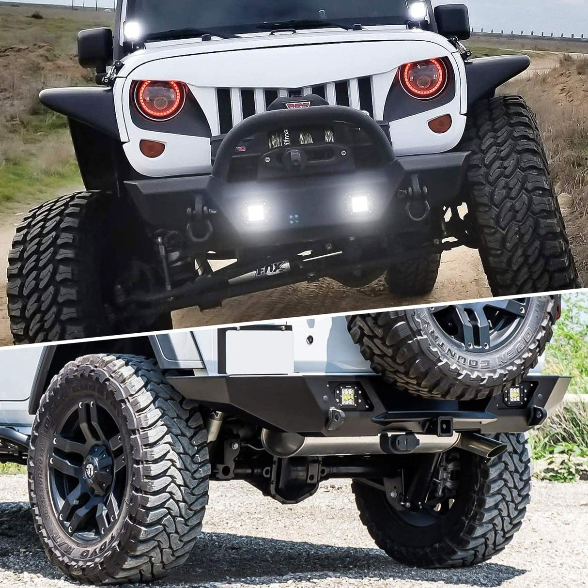 4PCS 42W Flush Mount LED Light Pods - Upgraded Spot Flood Combo Beam Driving, Work, Backup, Reverse, Grill Mount Light for Offroad 4x4 Truck SUV