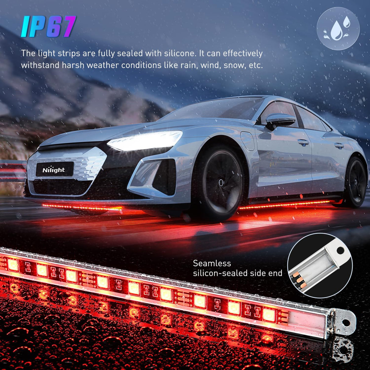 4Pcs Aluminum Underglow Neon Accent Strip Lights 396 LEDs RGB Door Assist Multi Color DIY Sound Active Function Music Mode with APP and Remote Control Underbody Light Strips for Car Truck RV