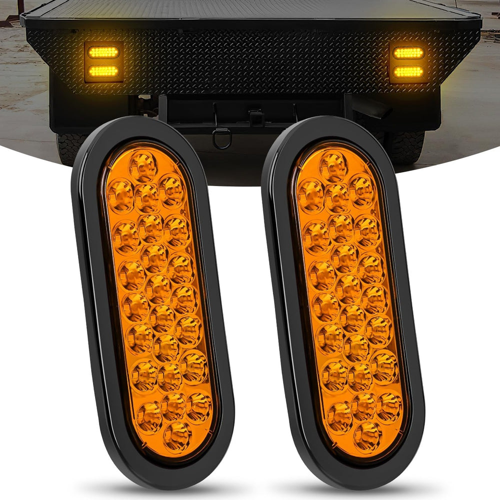 6 Inch Oval Amber 24Leds Trailer Tail Lights (Pair) Nilight