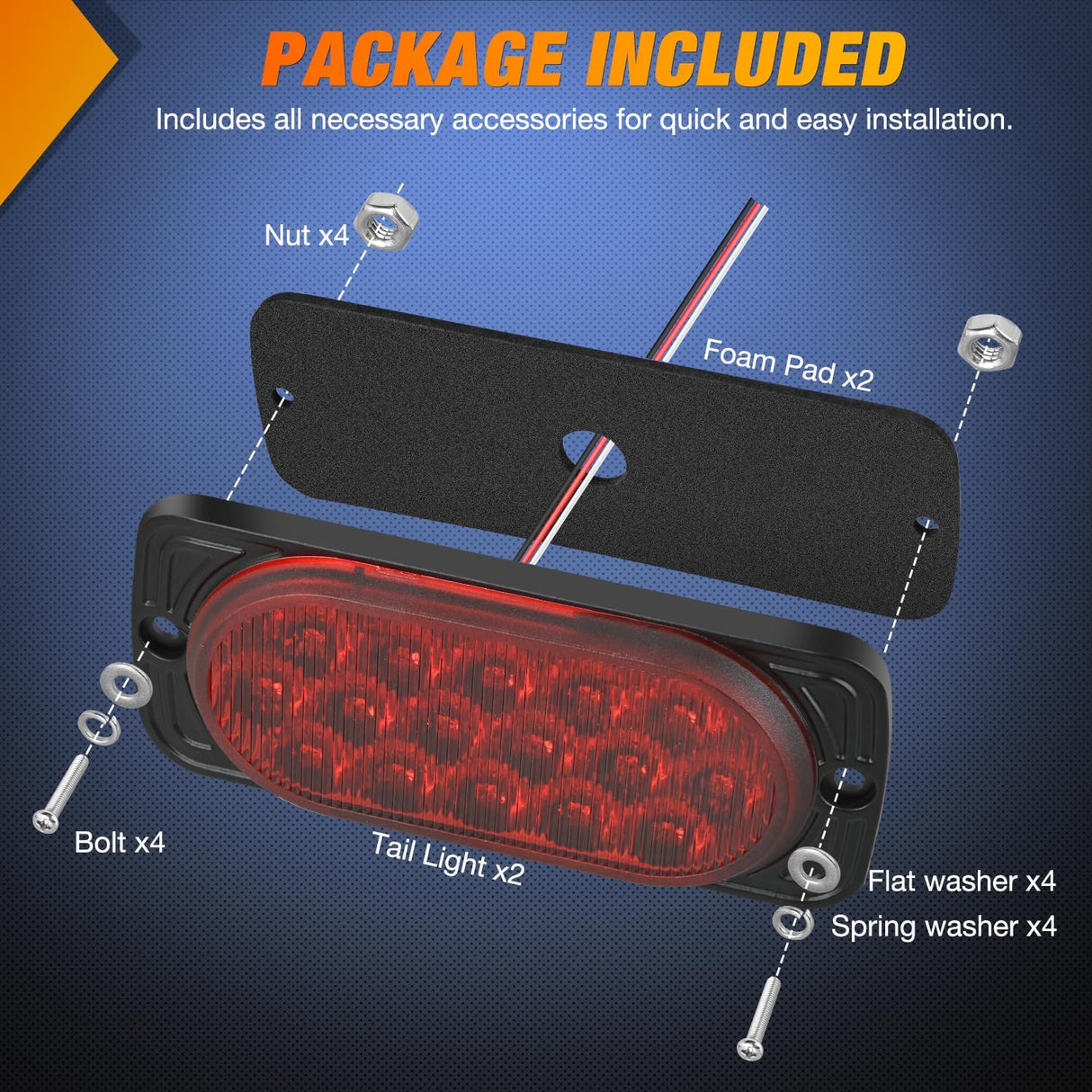 Taillight Assembly 4.4 Inch Aluminum Housing Tail Light 2 PCS 16 LED Red Running Brake Turn Signals Marker Lights Surface Mount IP67 Waterproof for 10-30V RV Camper Trailer Truck Bus Boat