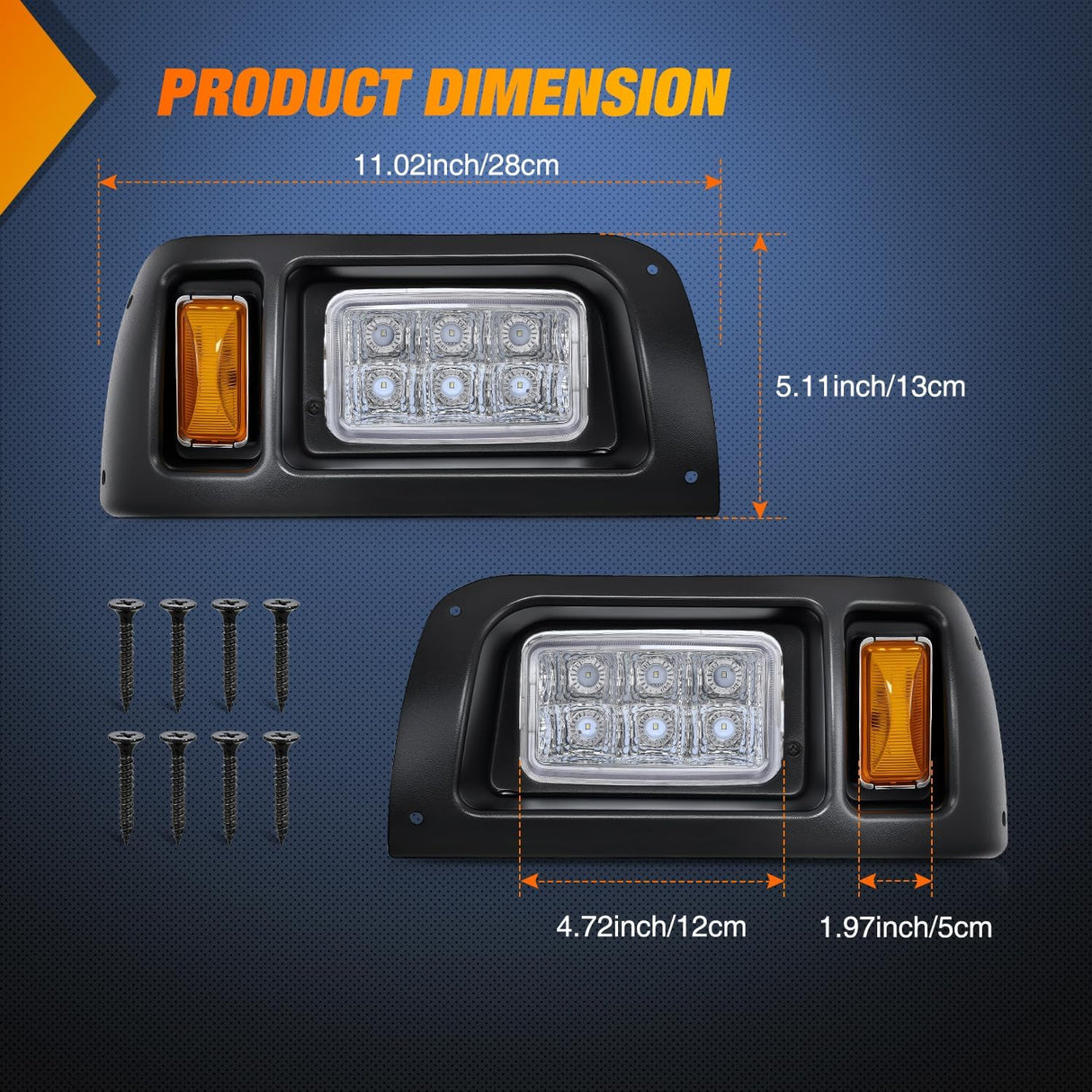 Golf Cart LED Headlights 2PCS 12V Turn Signals Club Car DS | High Brightness Waterproof Plug and Play Running Light Upgrade Easy Installation for 1993-Up Club Car DS Electric Carts