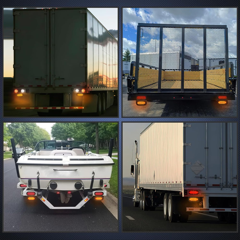 6 Inch Oval Amber Tail Lights flush Mount Grommets Plugs w/Mounting Brackets (Pair) Nilight